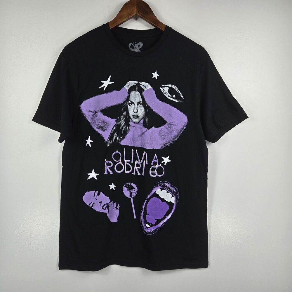 Olivia Rodrigo Women's Size 2X Black Purple Graphic Short Sleeve